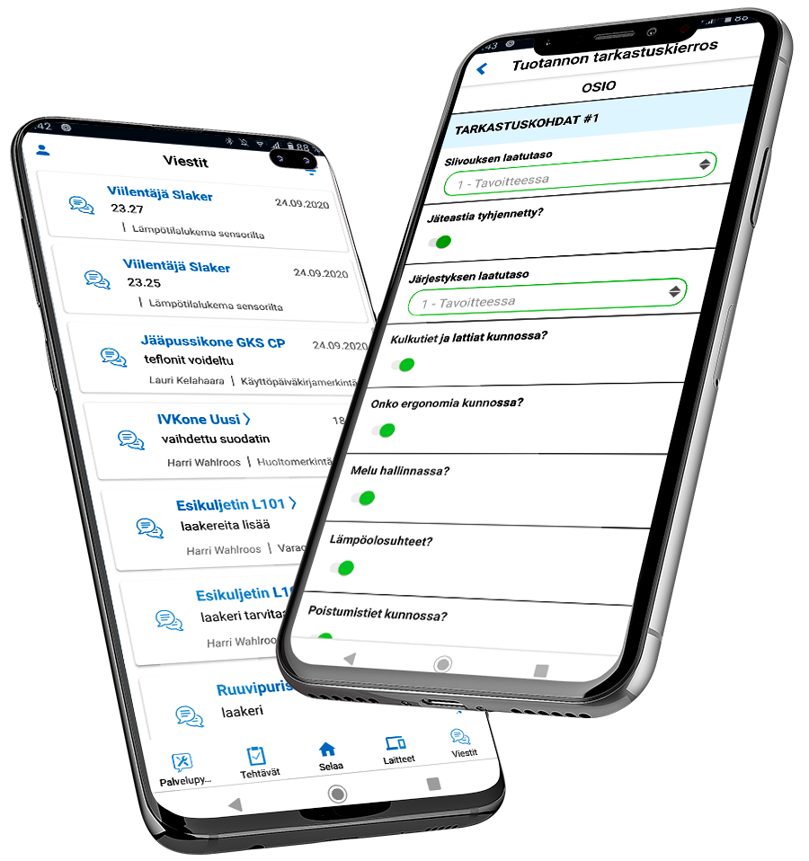 viestit ja tehtävälomake mobiilit